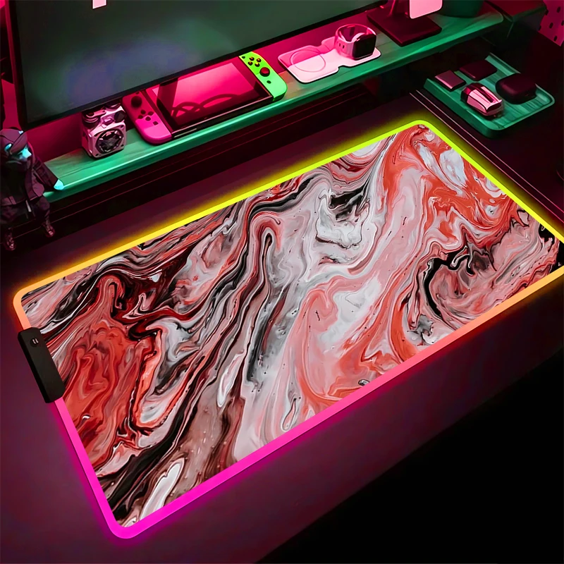 

Hot Sale RGB Mouse Pad Strata Liquid Non-Slip Rubber Edge locking mousepads Game play mats notebook computer tide Home Decor