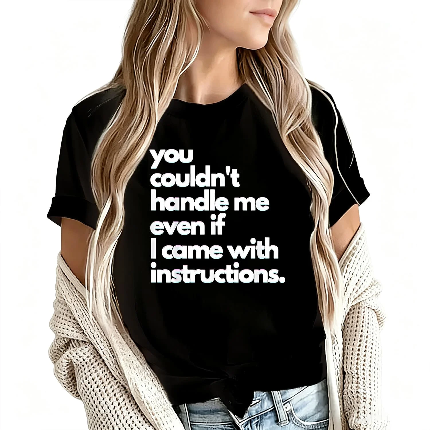Le Me Even if I Came with Instructions Women's T-Shirt 100% Cotton Funny Graphic Short Sleeve Tee Novelty Shirt Casual Crew Neck Top S-5Xl