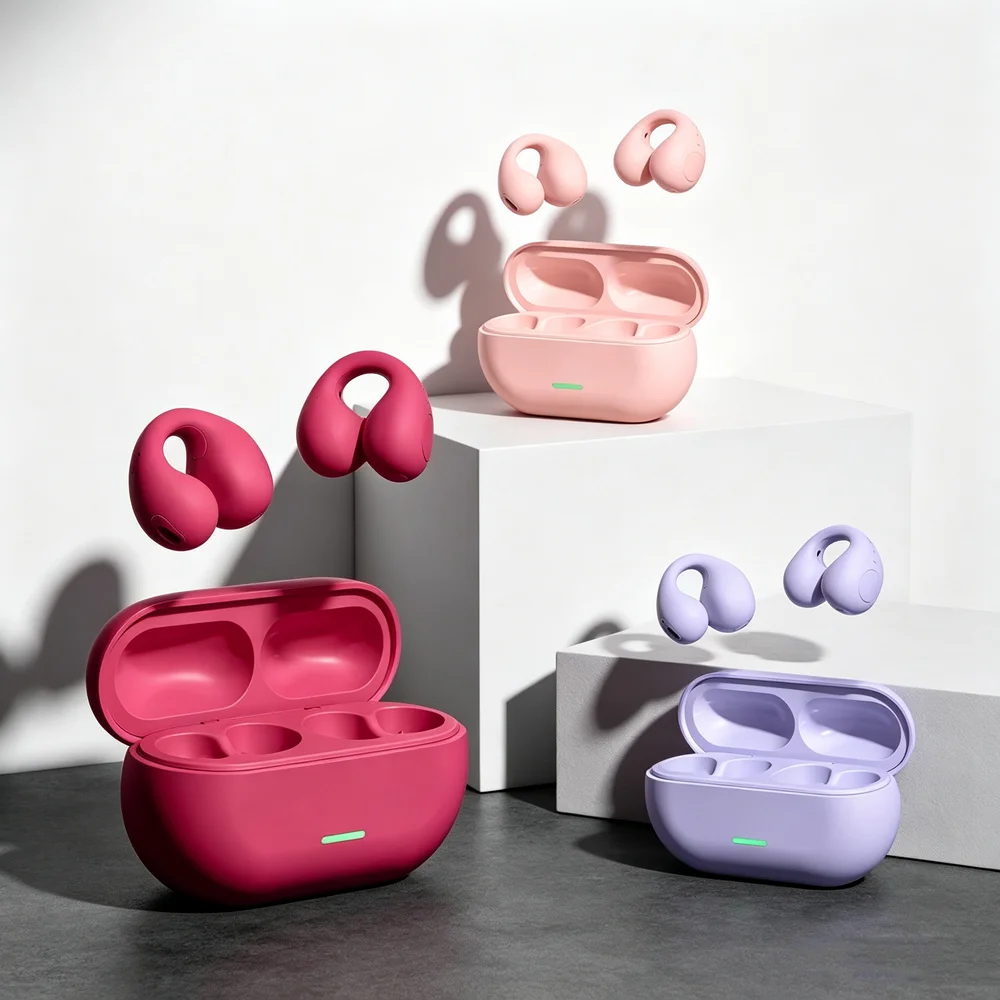 New Ear Clip Wireless Bluetooth V5.3 Headphones HIFI Stereo Music Game Noise Cancelling Earphone Sport Earbuds