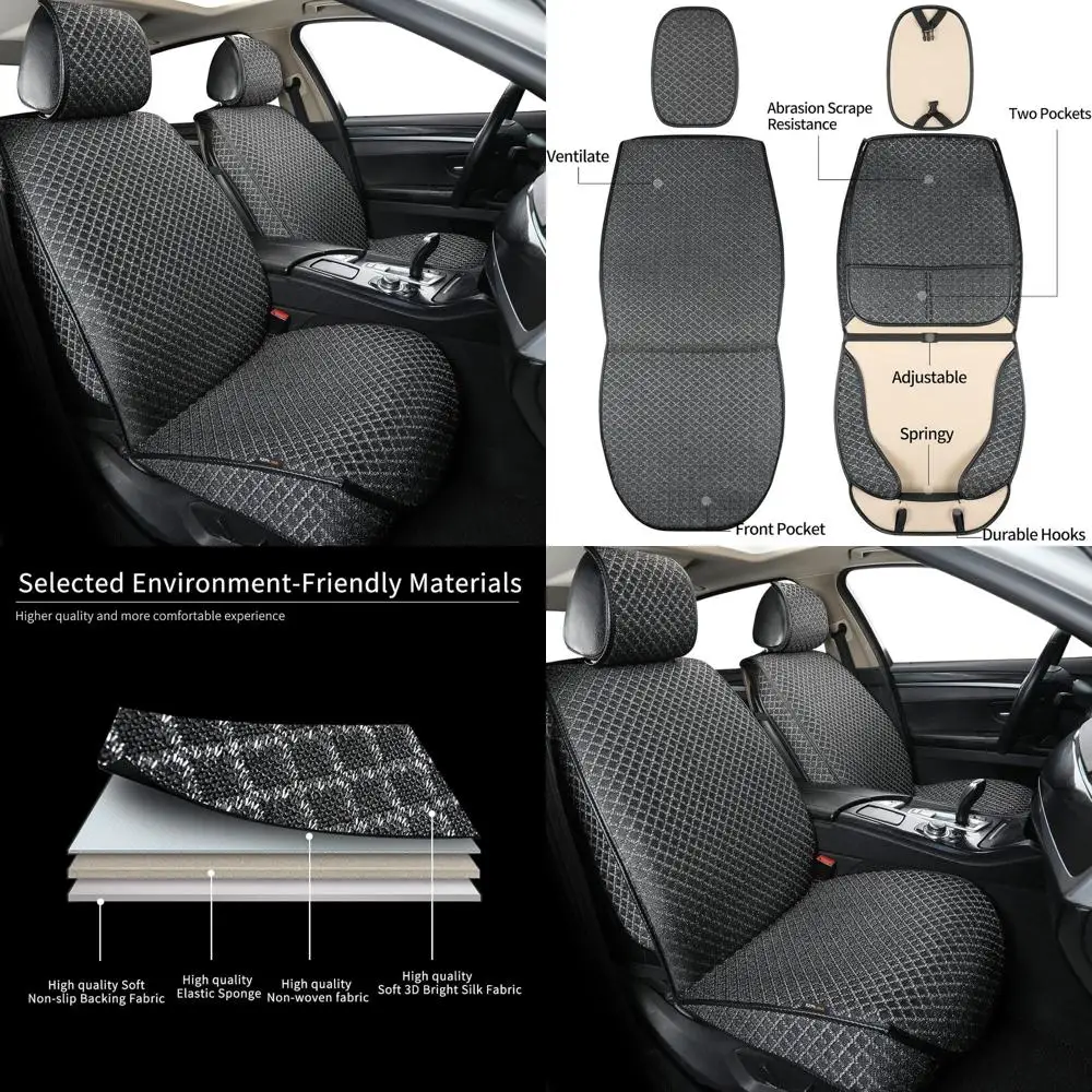 

Universal Breathable Luxury Seat Covers for Front Seats - All-Season Protection for Sedans, SUVs, and Trucks (Black)