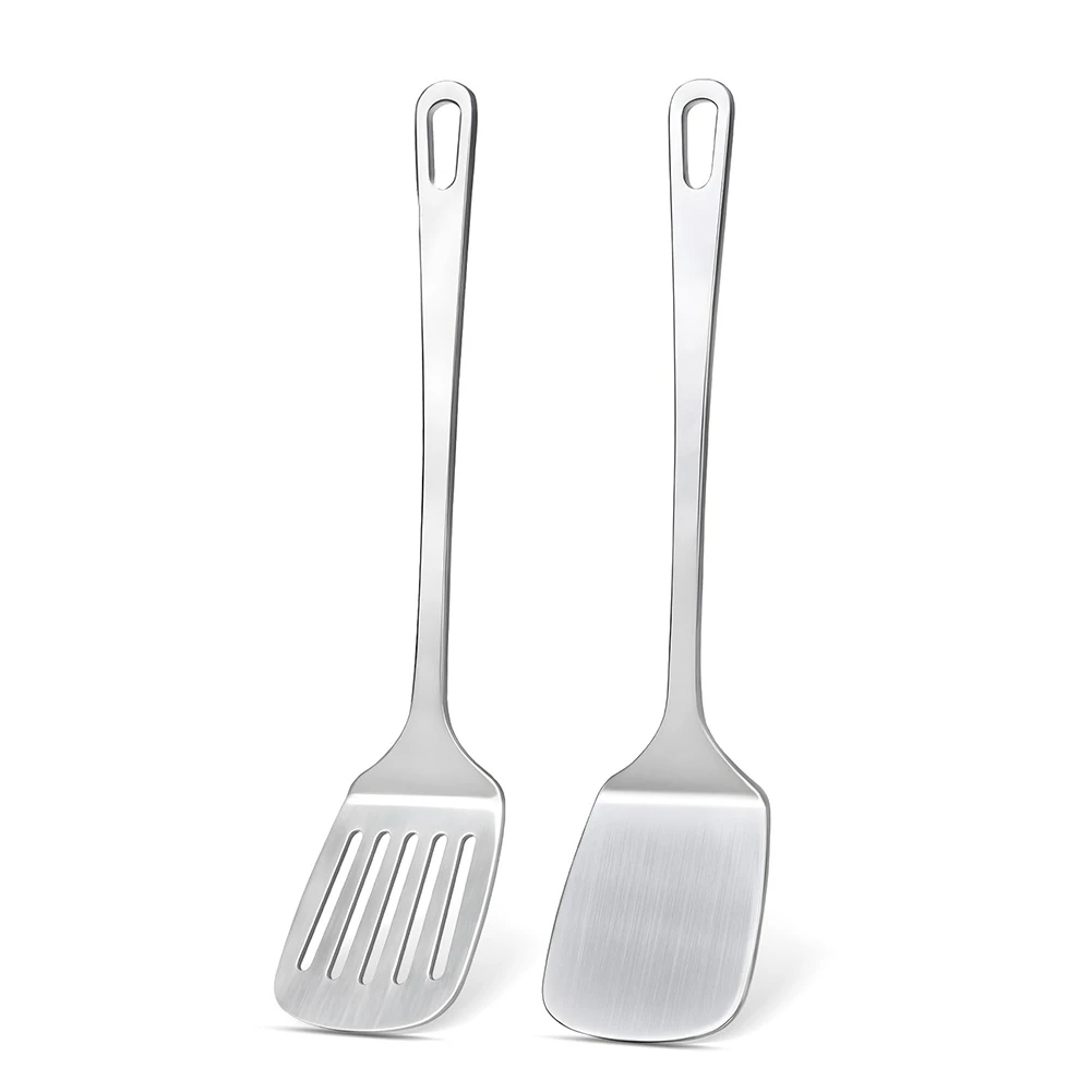 A95G Stainless Steel Spatulas Set, Metal Spatula Solid Slotted Turner, Heavy Duty Sturdy Spatula for Kitchen Use
