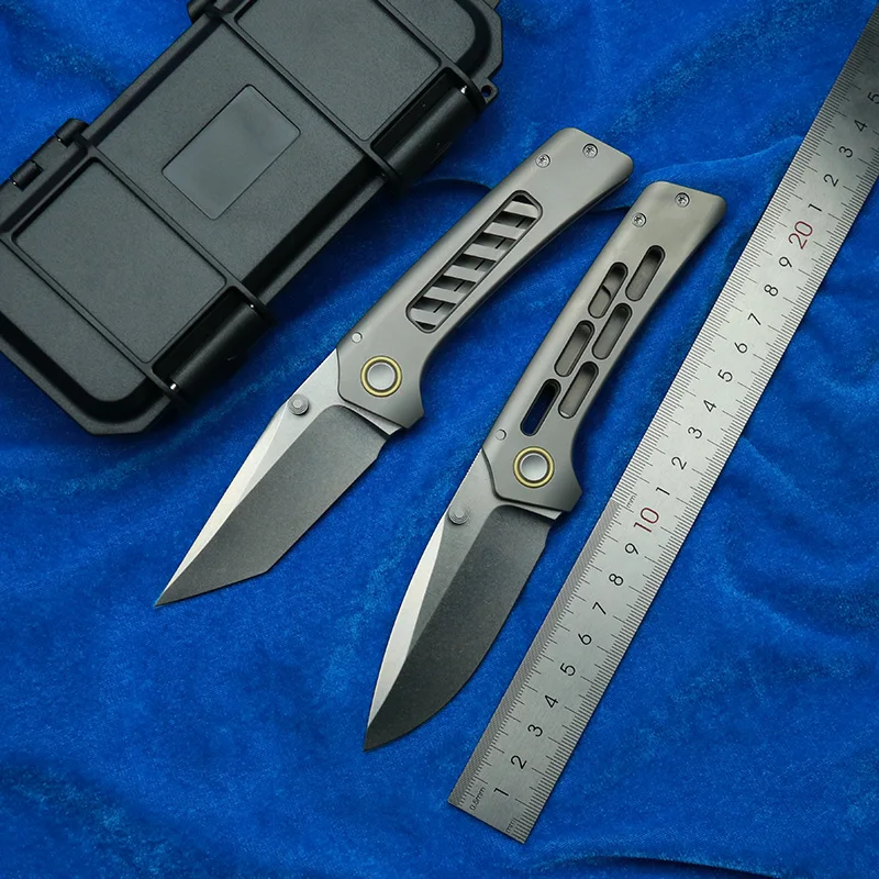 LEMIFSHE customized NEW Real D2 Blade Titanium handle Ceramic Bearings Pocket EDC Tool Camping Outdoor Folding Knife OZ Rosie