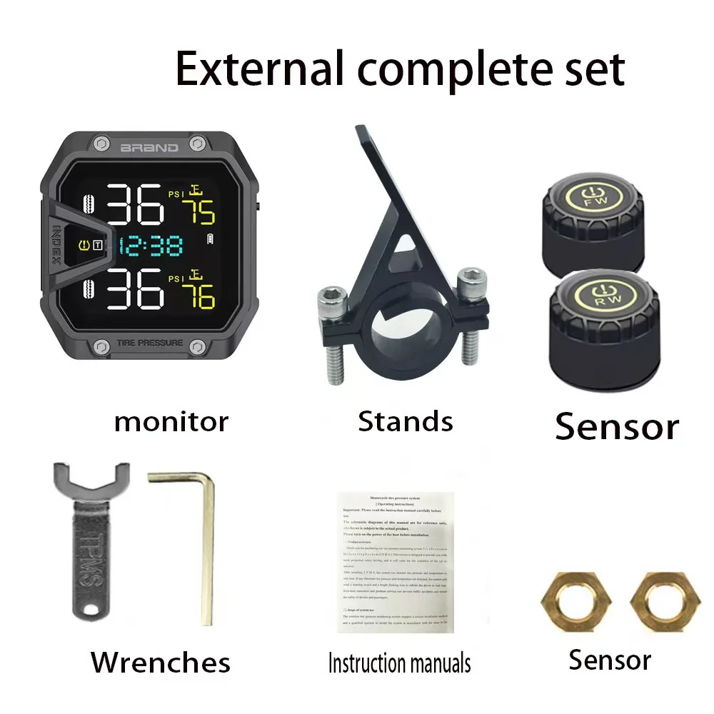 

solar Motorcycle TPMS Digital Tire Pressure Monitoring System LCD Display Wireless With TYPE-C fast charging output