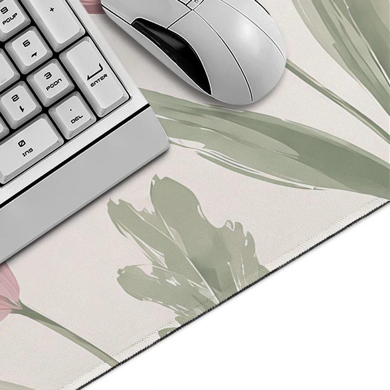 Pink Tulips Mouse Pad Gamer XL HD Computer Custom Mousepad XXL Mechanical Keyboard Pad Carpet Non-Slip Office Laptop Mice Pad