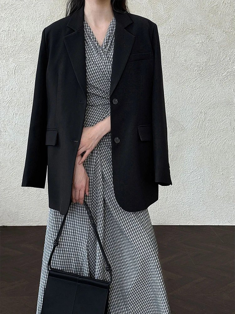 FANAN オフィスレディバックスリットデザインブレザー女性のためのシングルブレストソリッドフィット女性コートエレガントなジャケット 2025 秋の新