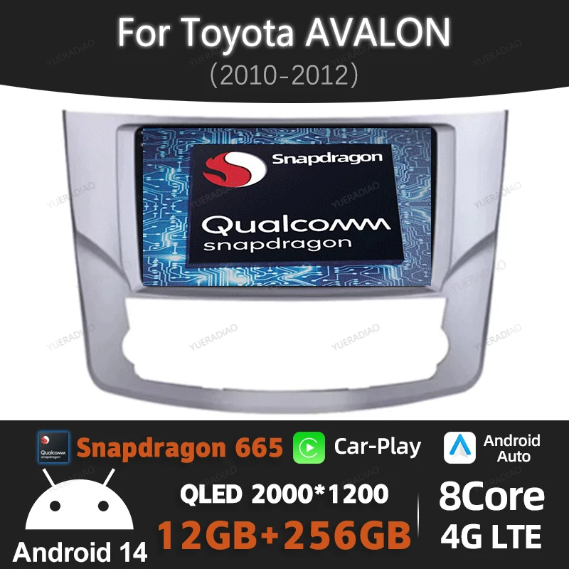 Android 14 Car Radio For Toyota AVALON 2010 - 2012 Head Unit 4G LTE 5G WIFI 2DIN GPS NAVI Multimedia Video Player Qualcomm BT