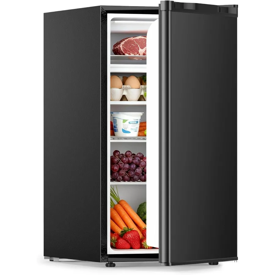 

3.2 Cu.ft Mini Fridge with Freezer Compact Dorm Refrigerator with Reversible Single Door Adjustable Thermostat Energy Saving Pe