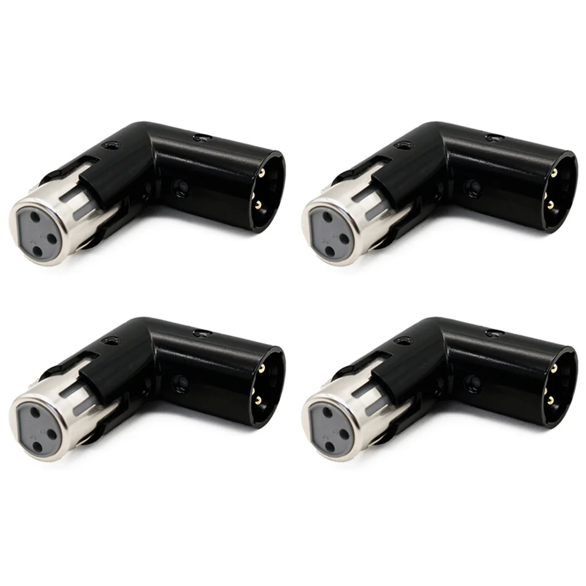 

4Pcs 3Pin XLR Angle Adapter Male To Female XLR 90 Degree Adapter