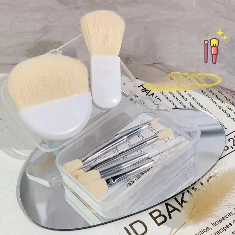 6 pçs mini pincéis de maquiagem de viagem conjunto macio corretivo escova beleza fundação pó blush pincéis ferramentas de maquiagem compõem pincéis