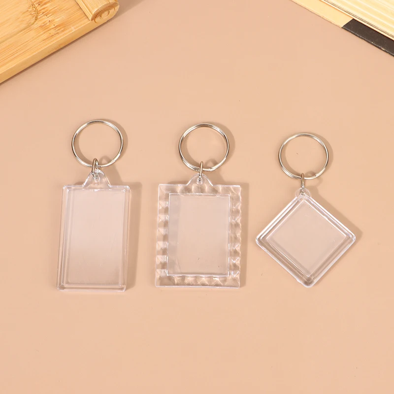 10pcs Transparent Photo Frame Keychain Tassels Snap-In Custom Insert Photo Acrylic Blank Keyring Clear Blank Picture Pendant