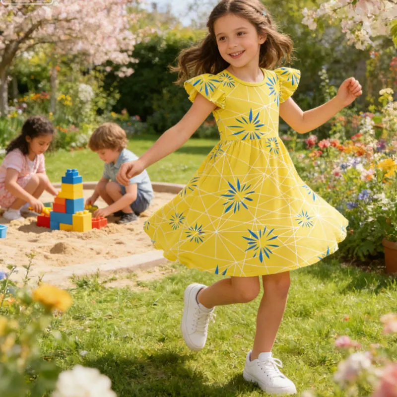 Purim Prinzessinnen-Kostüm für Mädchen, neuer Film „Inside Out“, bedrucktes Prinzessinnenkleid, Joy Cosplay-Kostüm, Karnevalsparty, Mädchenkleid