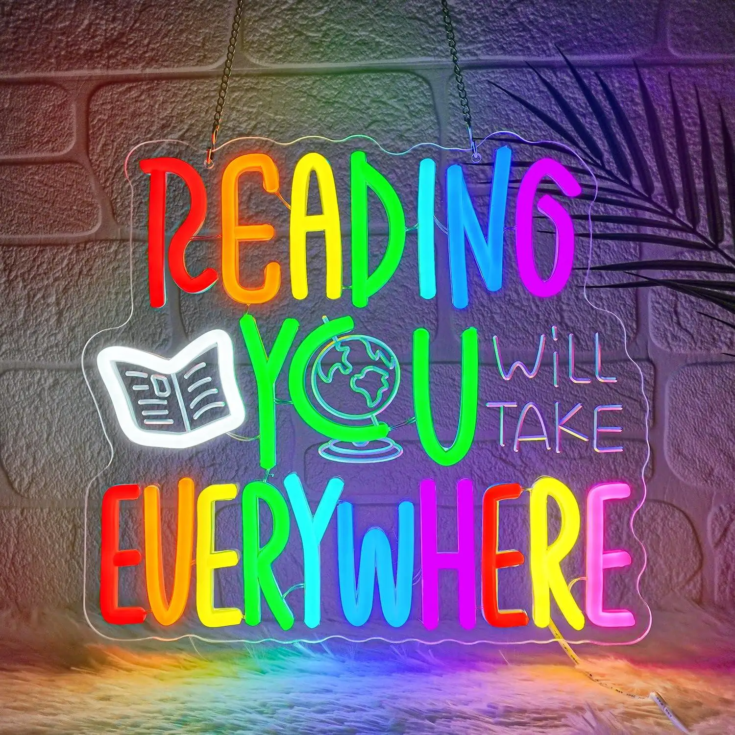 読書はあなたをどこへでも連れて行きます-ネオンサイン-インスピレーションを与えるledライト-教室-寝室-寮-図書館-書店-壁飾り-ギフト