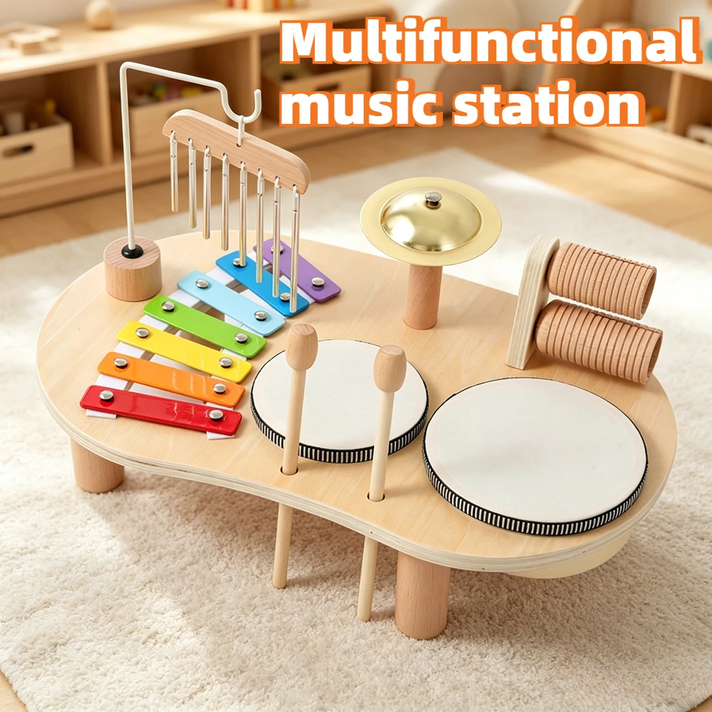 montessori-wooden-music-table-multi-percussion-instrument-xylophone-drum-set-early-education-enlightenment-toy