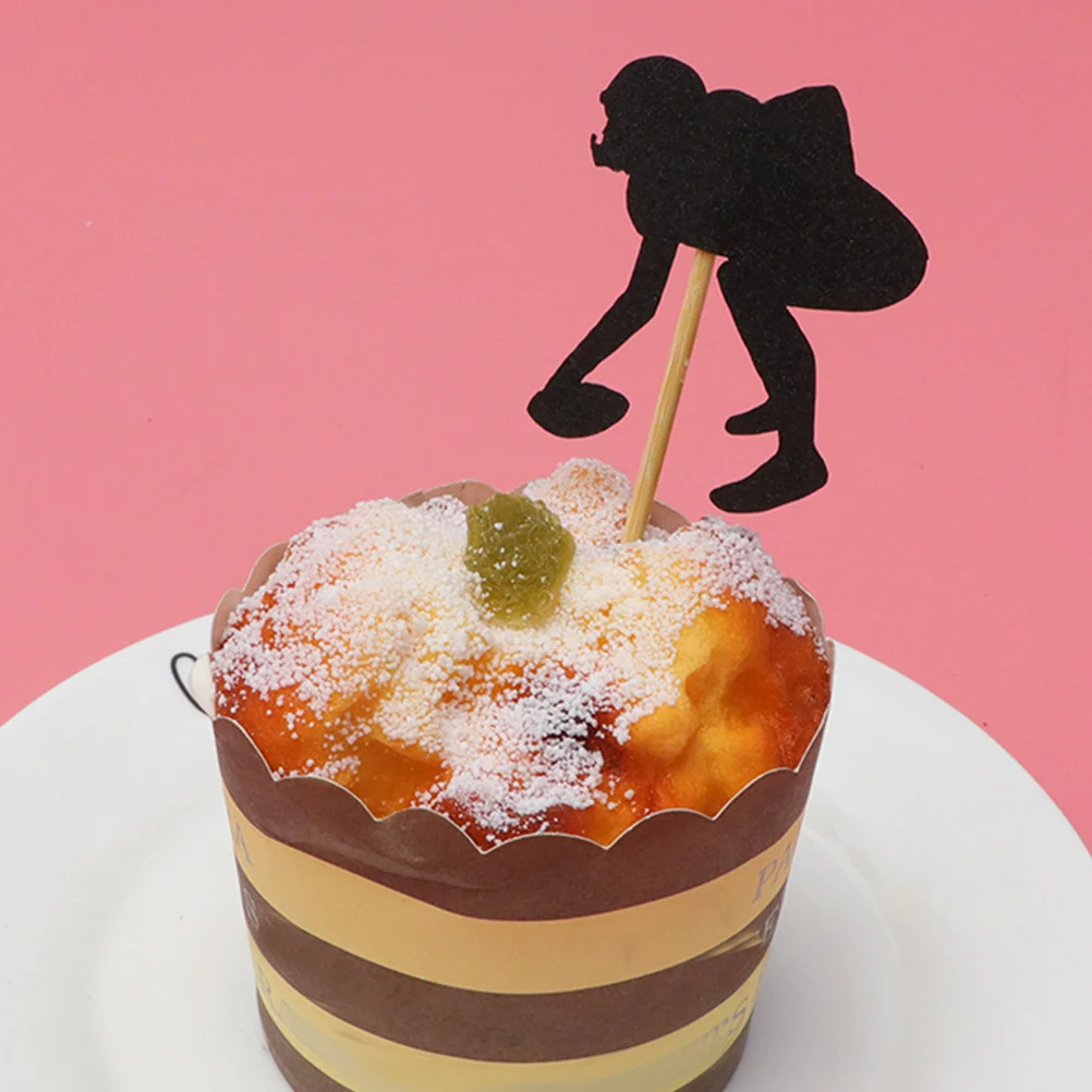 

48pcs Decor Rugby Themed Cupcake Toppers Birthday Wedding Party Cake Inserts Holiday Dessert Picks Rugby Cake Decorations