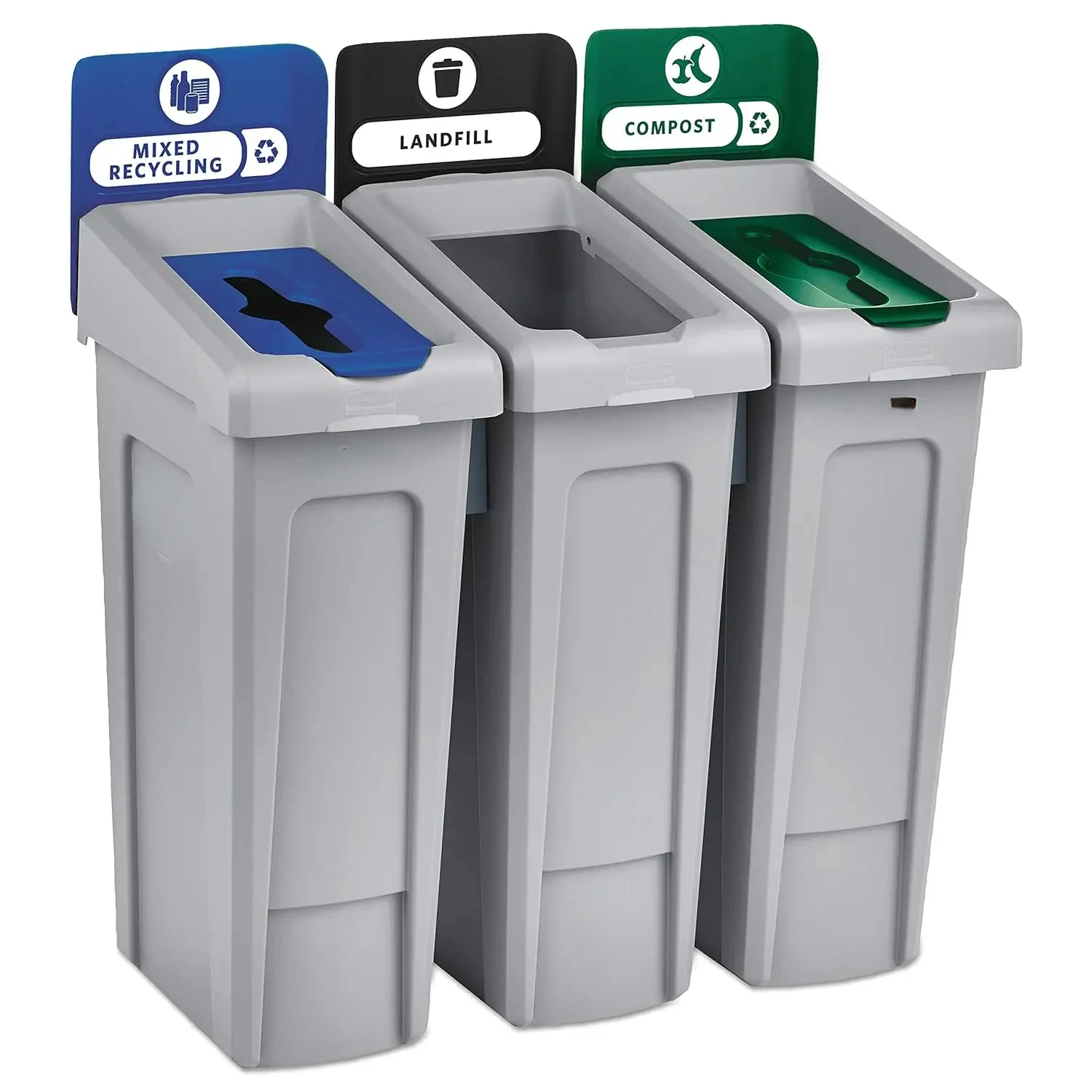 

Slim Jim Recycling Station, 23-Gallon, 3 Stream Landfill/Mixed Recycling/Compost, Ideal for Schools,