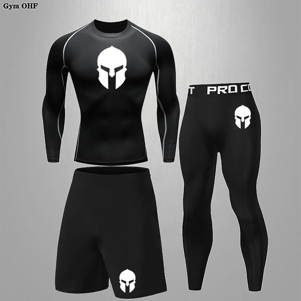 Spartan Children\'s Tracksuits T Shirts+Shorts Sets Sport Tights Gym Fitness Running Training Rashguard jiu jitsu Kids Sportswear