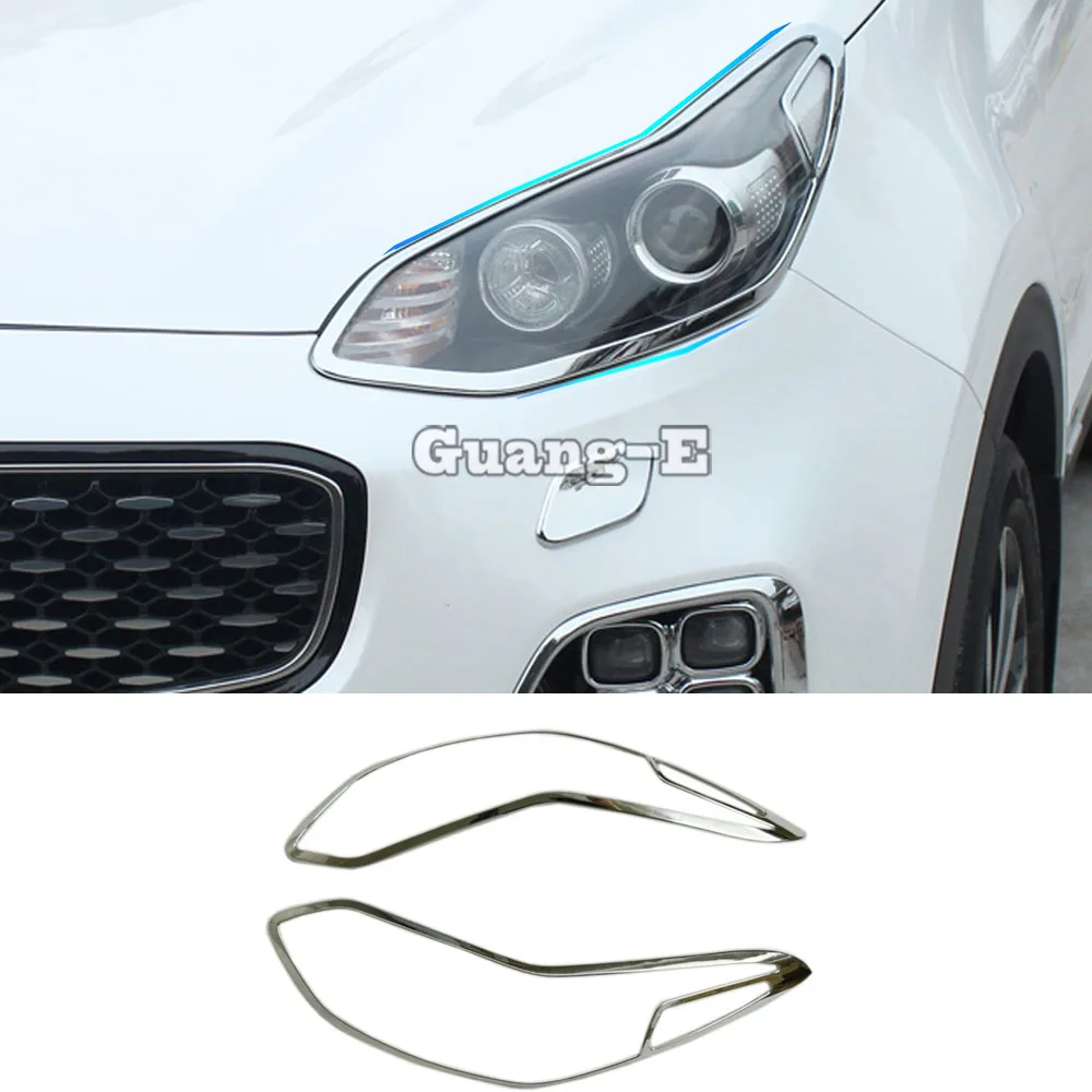 

For Kia KX5 Sportage 2016 2017 2018 Car Styling Body Head Front Light Lamp Frame Stick ABS Chrome Cover Trim Eyebrow 2PCs