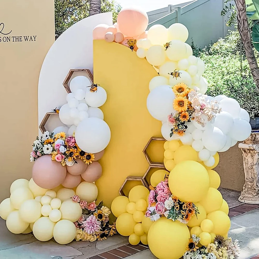 Pastel Yellow Balloon Arch Garland Kit 1st Birthday Party Latex Ballon Decor Wedding Baby Shower Bridal Shower Decoration Globos