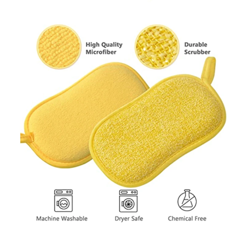 5/10/20/30PCS Dishwashing Sponge Non-Scratch Microfiber Magic Sponge Non Stick Pot Dishcloth Kitchen Gadgets Cleaning Utensils