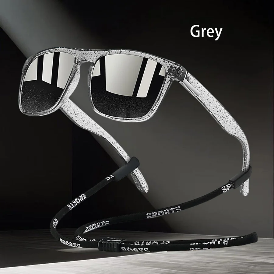 Outdoor-Sonnenbrille mit klassischem quadratischem Rahmen, modische Sonnenbrille, Fahrbrille, Angel-Schutzbrille für Herren und Damen mit Kette – Detail 8