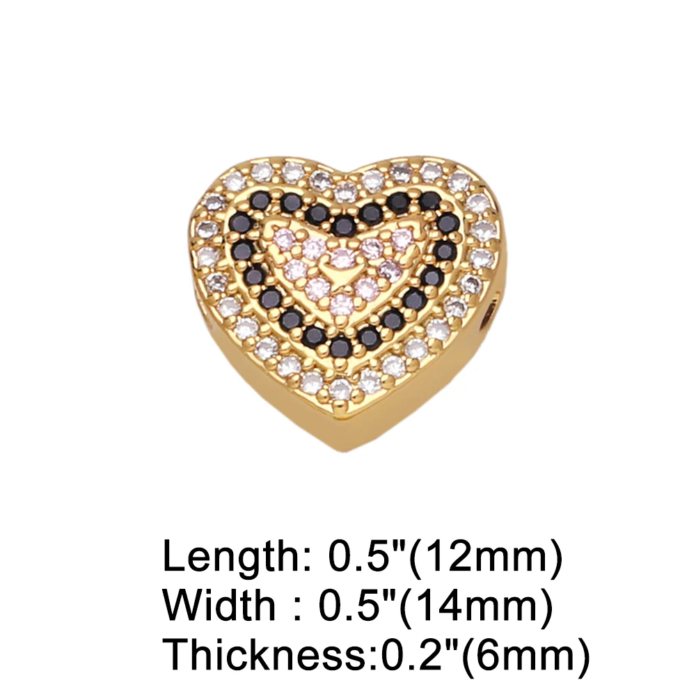 OCESRIO Multiple Color Heart Charm DIY Handmade Copper Gold Plated CZ Jewelry Making Supplies Bracelet Making Component chma161