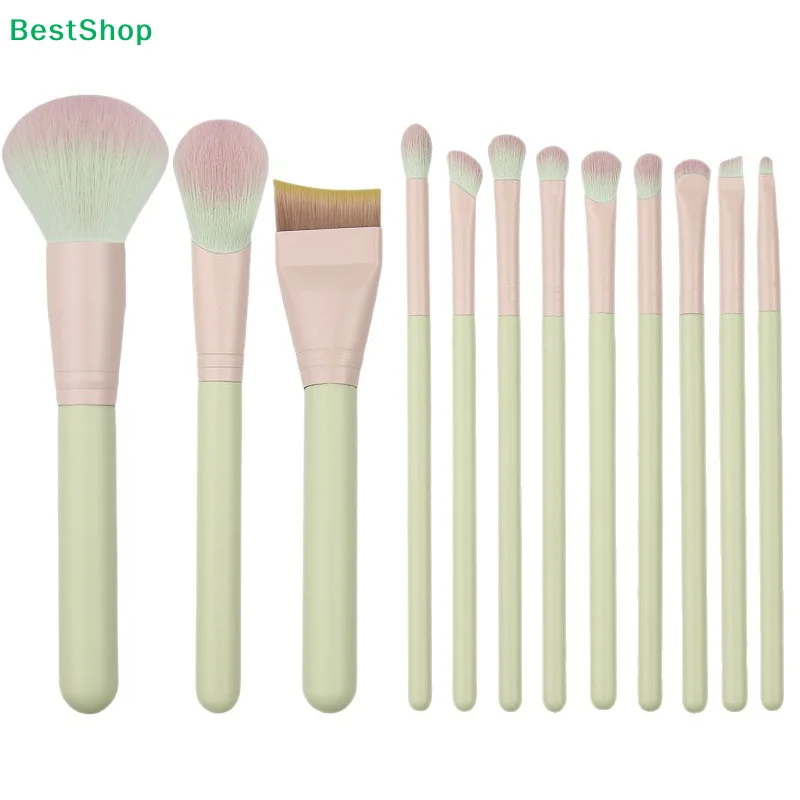 

〔R〕10/12 Pcs Crescent-shaped Makeup Brushes Complete Set Of Foundation Loose Powder Blush Concealer Eye Shadow Professional Set