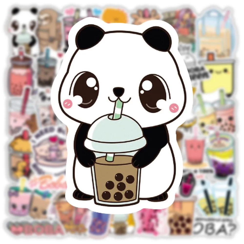 50pcs Cute Tea Pearl Milk Bubble Tea Stickers Laptop Phone Case Water Bottle Notebook Cartoon Decal Sticker for Kid Toy Gift