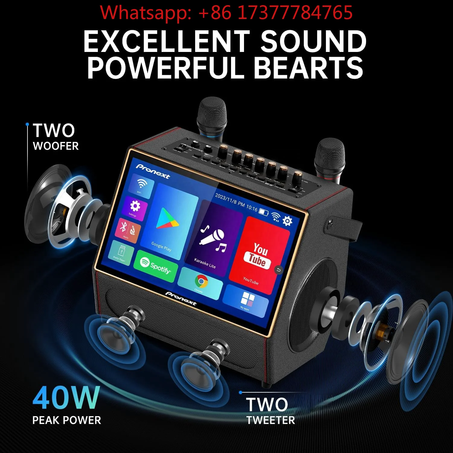 Karaoke Machine Portable With 2 Mic - Karaoke Machine with Lyrics Display Screen