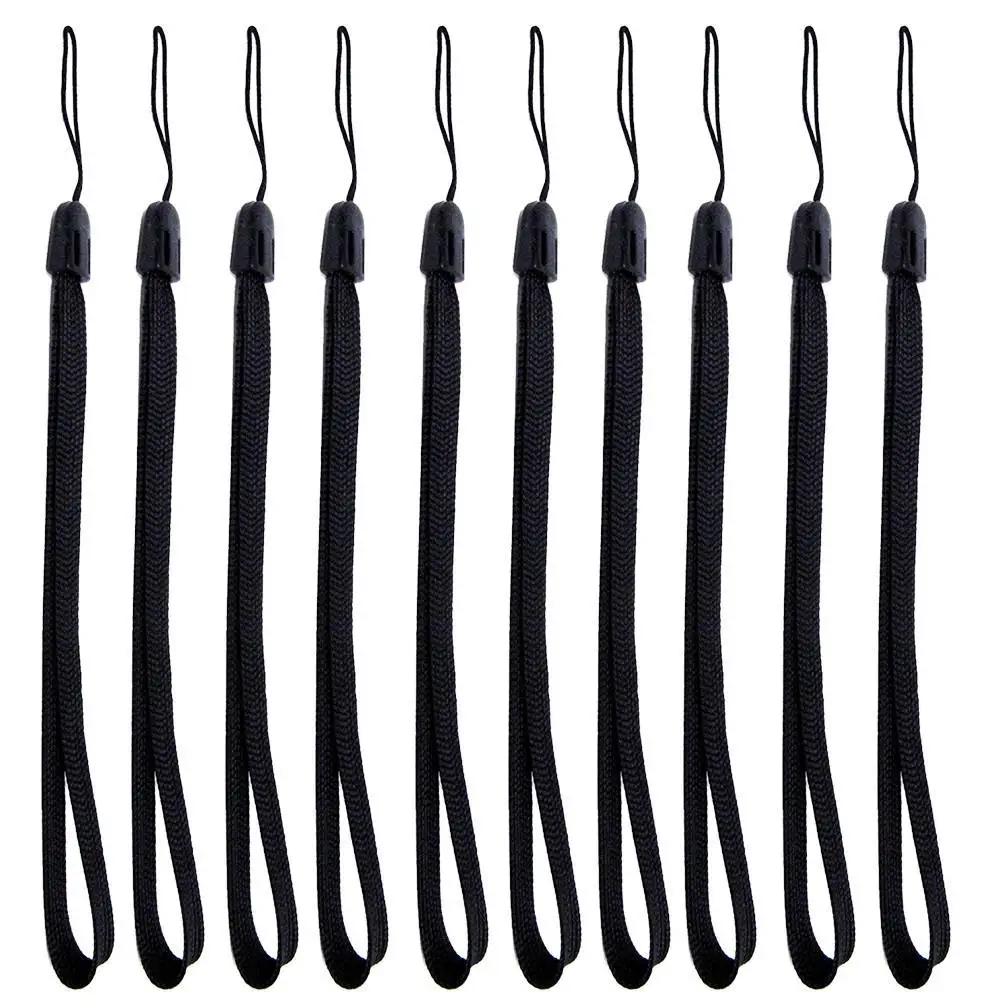 10Pcs/set Protective Wrist Strap Black Pine Rope Selfie Stick Lanyard Flashlight Mobile Phone Lanyard
