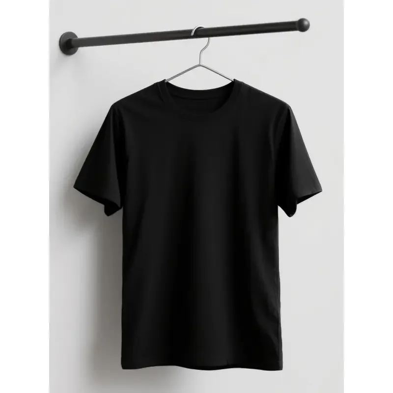 Men's Small Round Neck Knitted Casual Tee - Breathable Soft Cotton Short-Sleeve Tops, 