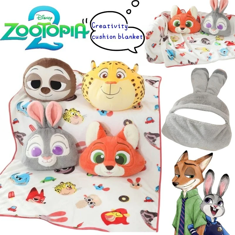 

Zootopia Judy Hopps Nick Wilde personalized creative pillow blanket two-in-one cartoon two-dimensional car convenient blanket