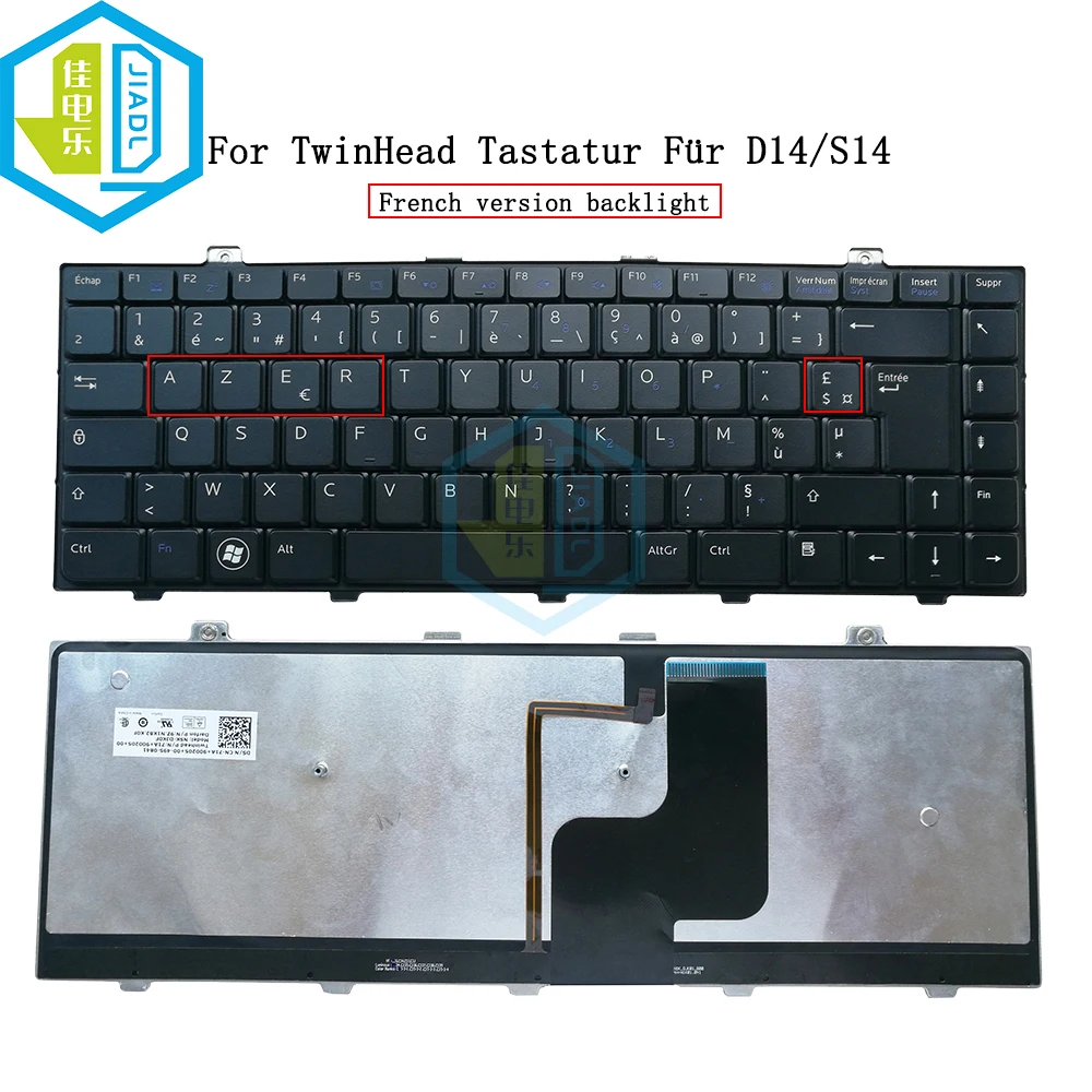 NEW FR French backlight laptop replacement keyboard for TwinHead Tastatur Für D14 S14 NSKDJK0F 9Z.N1K82.K0F