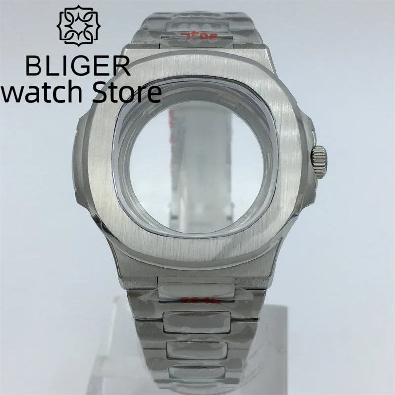 Caso BLIGER 40mm Vidro de safira prata ouro rosa com NH35 NH36 ETA2824 2836 Miyota8205 8215 PT5000 Pérola DG2813 3804 Movimento