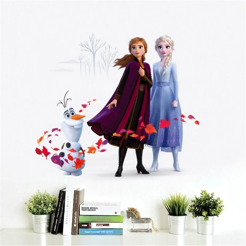 Cartoon Anna Elsa Frozen Princess Wall Stickers For Kids Room Kindergarten Living Room Bedroom Wall Decoration Movie Posters