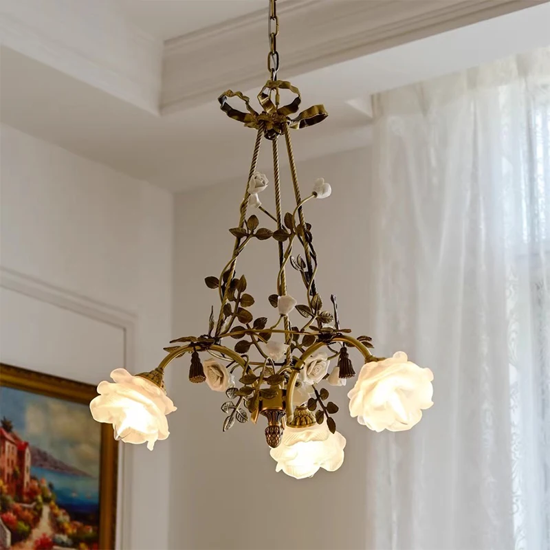 

Modern all brass flower shaped glass chandelier, living room, bedroom, dining room home ceiling lighting decorative lighting.