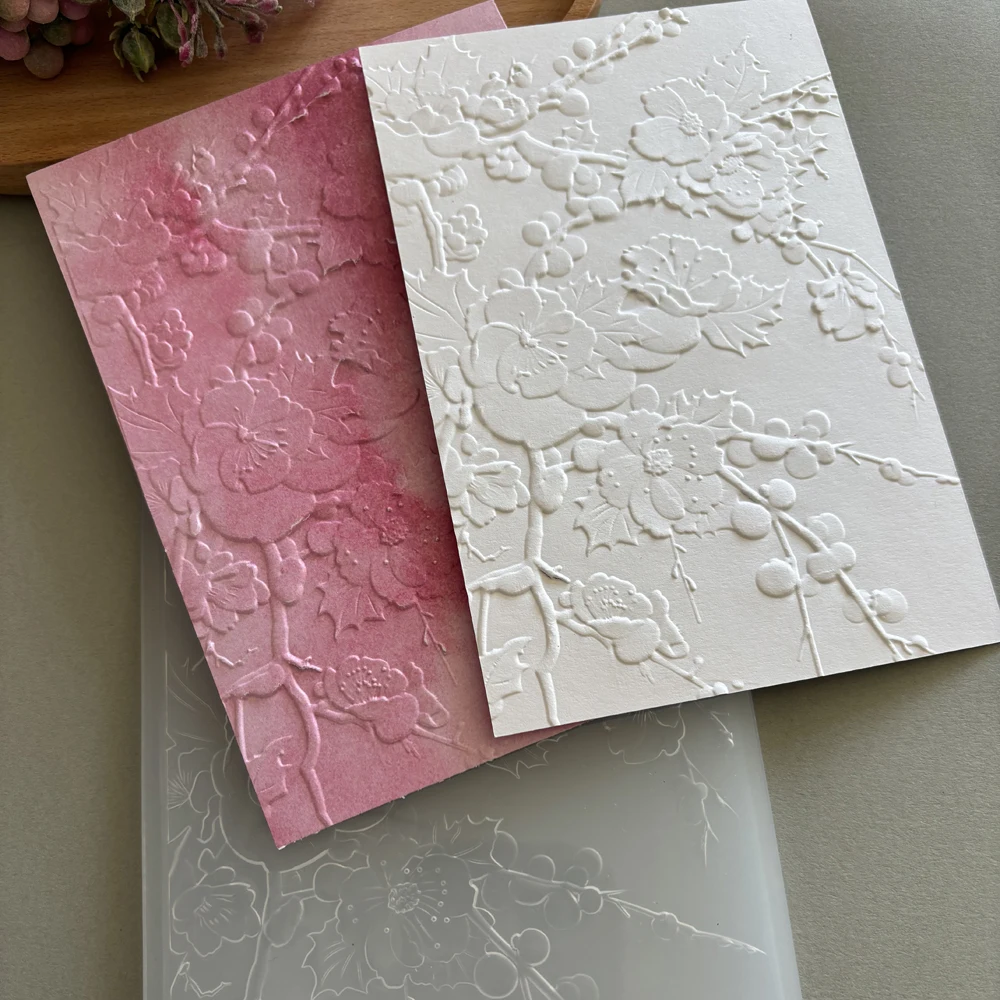 Plum Blossoms in Snowscape 3D Embossing Folder for DIY Art Craft ...