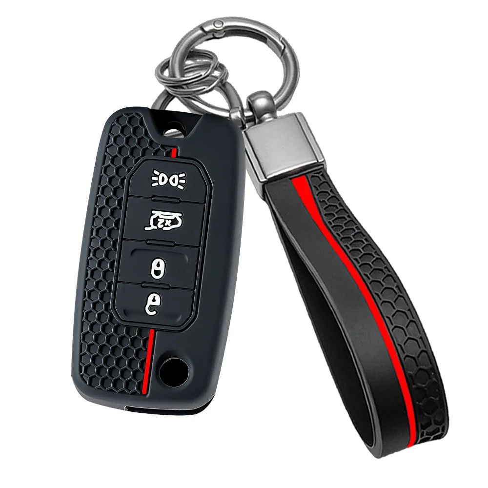 High Quality Silicone Car Key Case for Jeep Cherokee Compass Renegade Grand Commander for Dodge Journey Challenger Jcuv Charger