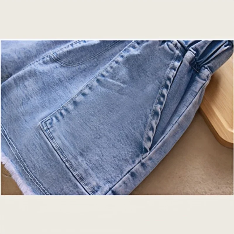Girls Denim Elastic Waist Shorts 5