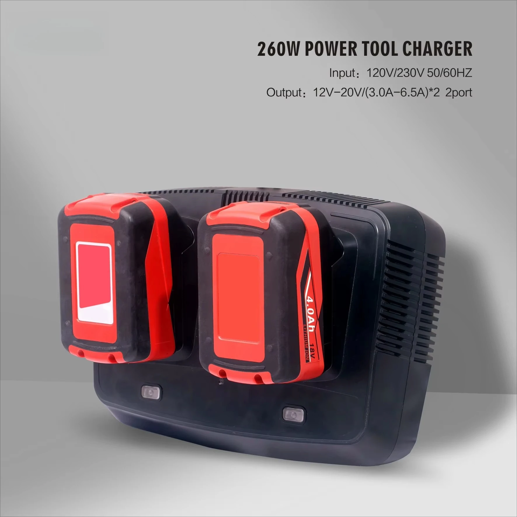 Universal Replacement Battery Charger 120V 240V Double Port Fast Charging PD OTP 260W Power Tools Charger