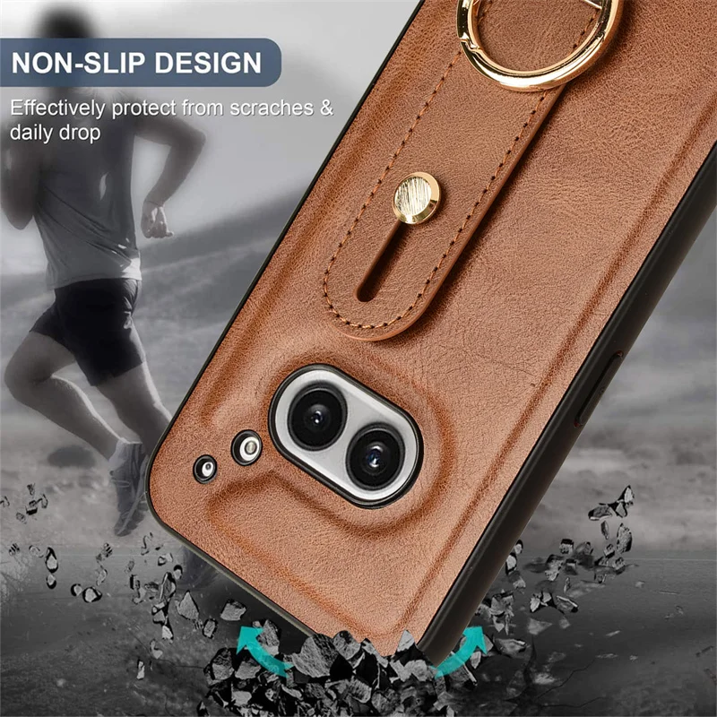 For Nothing Phone 2A New Anti-Shock Business Leather Wristband Cover Case For Nothing Phone 2a Non-Slip Protective Case