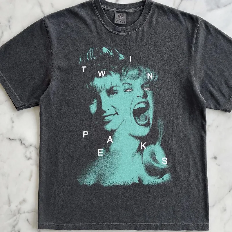 Twin Peaks Vintage Kult-TV-Show Grafik T-Shirt für Männer und Frauen, Lässiges, Lockeres Kurzarm-Shirt, Retro Distressed Unisex Streetwear Oberteil – Detail 2