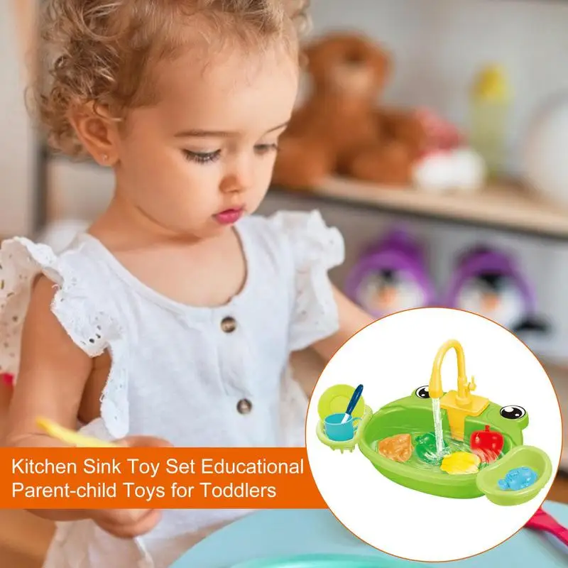 Simulado Kitchen Sink Toy Set para crianças, pia infantil, brinquedos educativos, Toddlers Wash Suit, fingir jogar