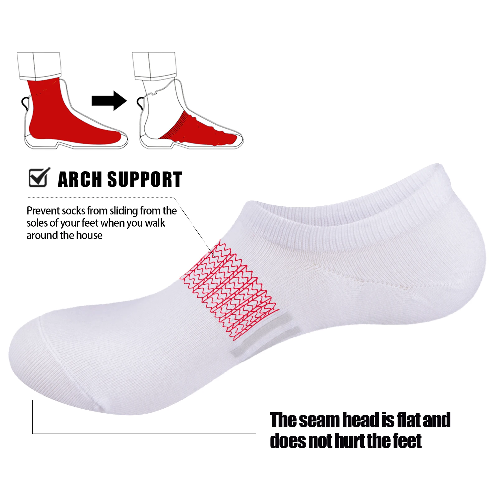 YUEDGE No Show Socks for Men and Women 6 pairs Casual Cotton Socks Thin Low Cut Non Slip for  Sneakers Size 37-46 EU image 3
