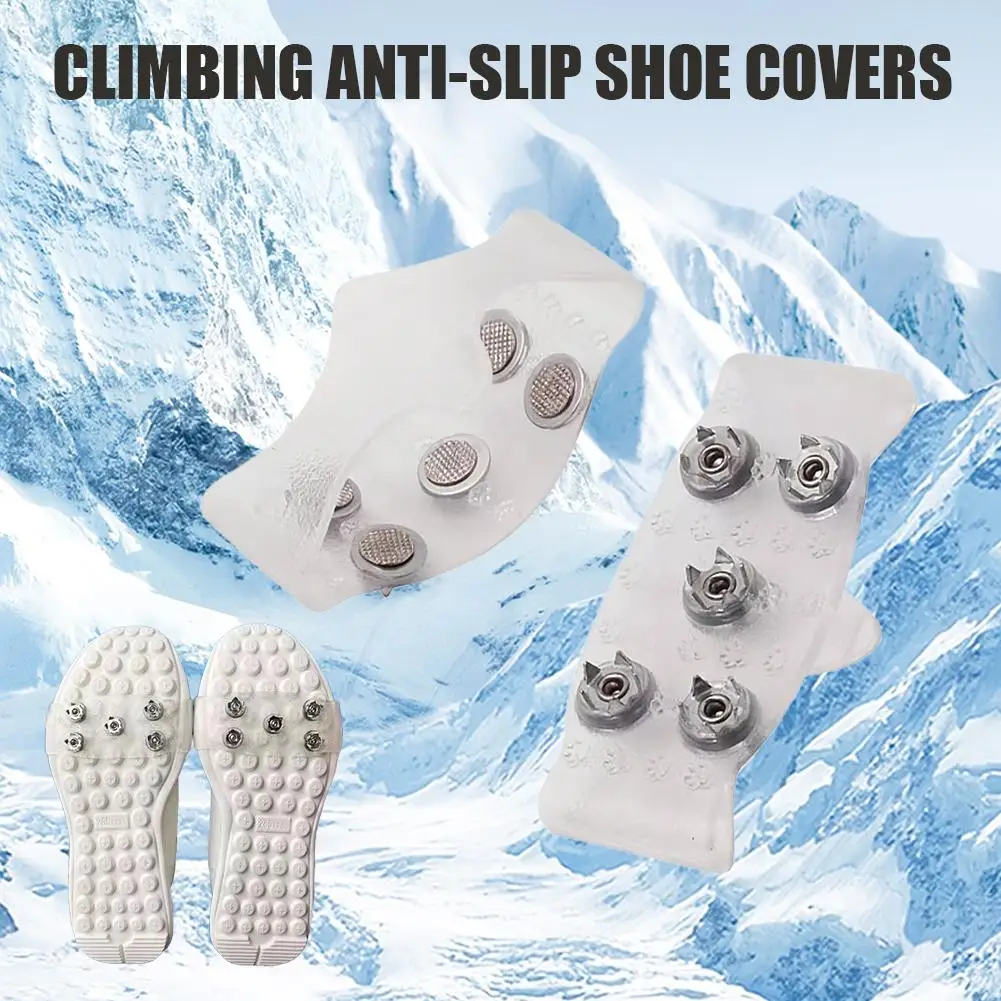 1 par de Crampones de escalada de 5 dientes, tacos antideslizantes para montañismo, cubiertas para zapatos con garra de nieve Unisex, accesorios para caminar y senderismo, picos