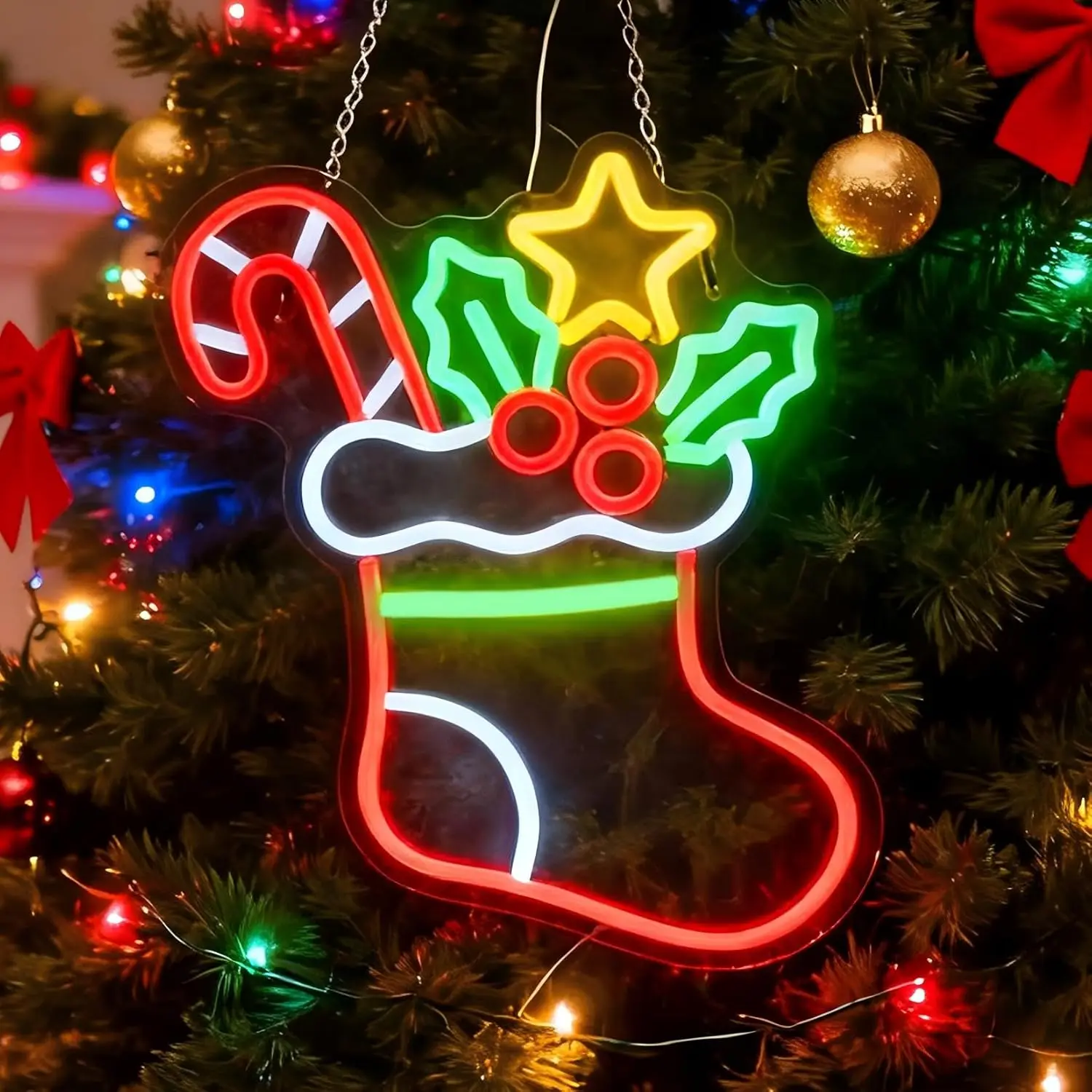 Merry Christmas Neon Sign Christmas Window Lights Decorations LED Neon Sign for Wall Decor Home Party Window Gifts Decoration