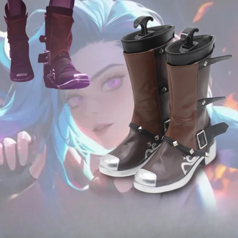 

LOL Arcane 2 Jinx Cosplay Shoes Boots Halloween Accessorie Customized6;d'3,h'7.b;
