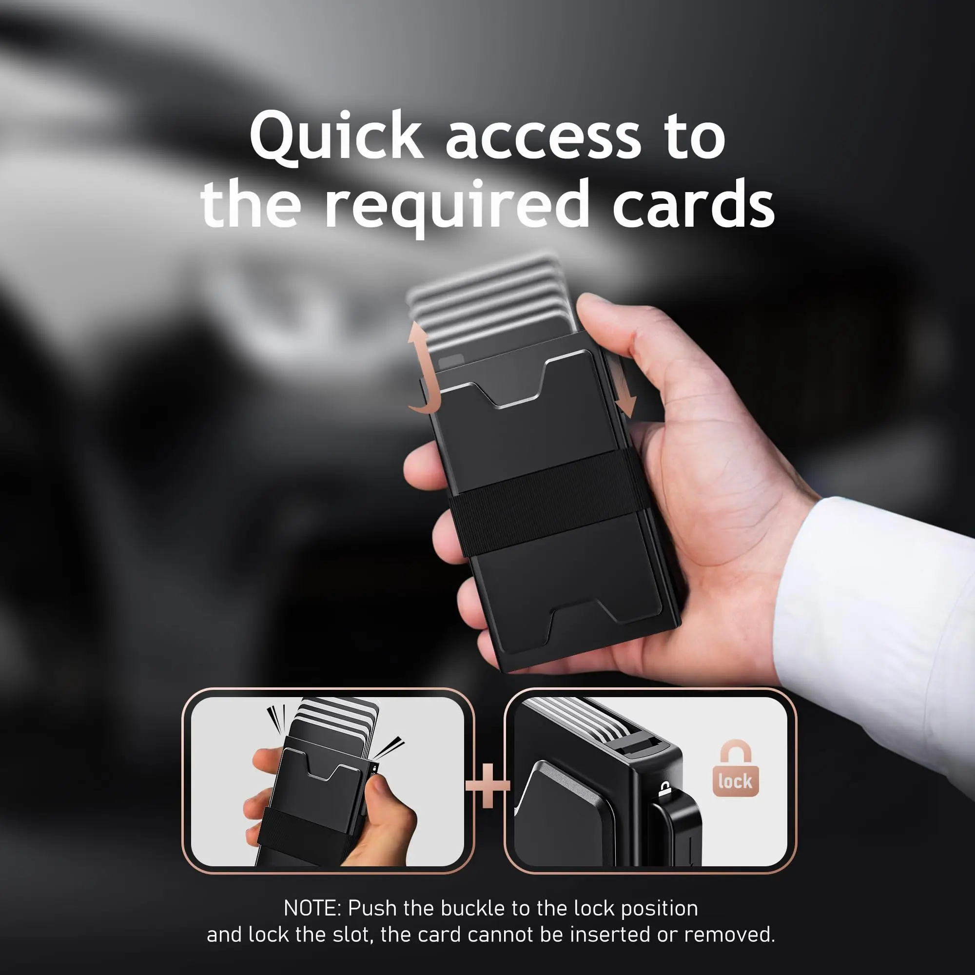 محفظة رفيعة لحمل البطاقات للرجال، محفظة رجالية بسيطة تحجب RFID، محفظة معدنية منبثقة مع شريط نقدي