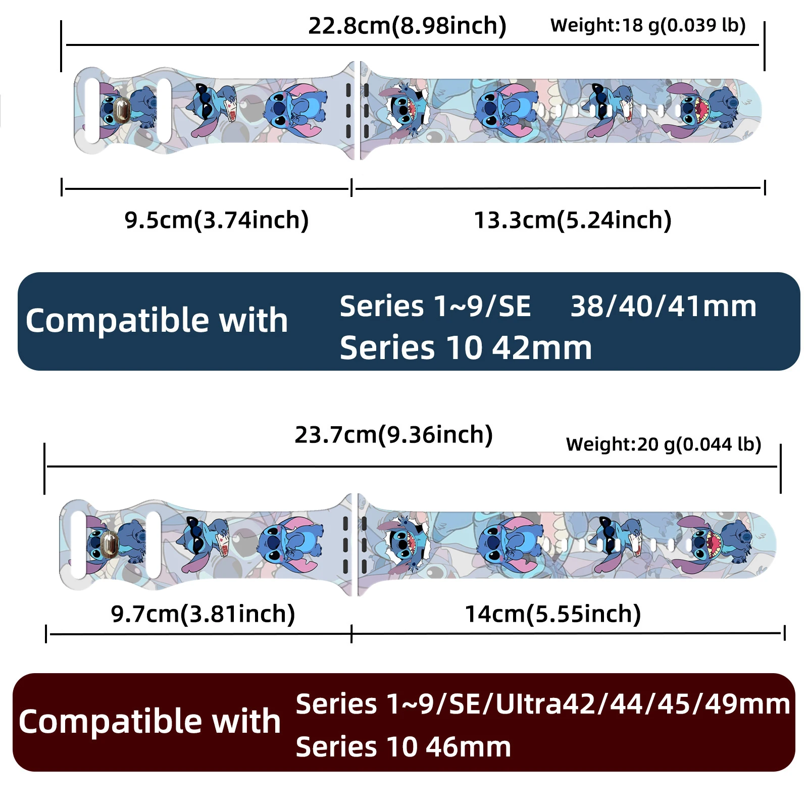 Stitch Series 3 bedrukte horlogeband voor iWatch 11 10 9 8 siliconen band vervangbare armband voor Apple Watch 46 mm 44 mm 42 mm 41 mm