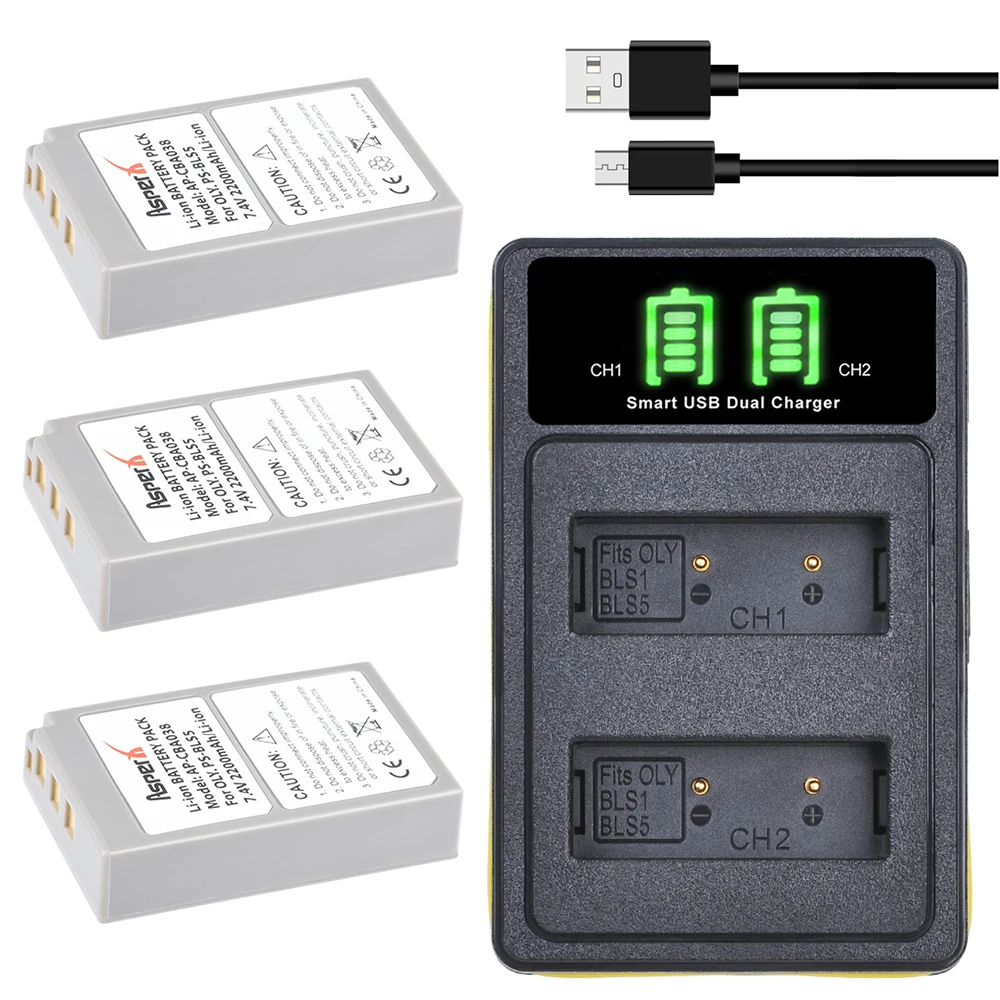 

BLS-5 BLS5 BLS 5 50 BLS50 PS-BLS5 Battery Bateria + USB Charger for Olympus OM-D E-M10 PEN E-PL2 E-PL5 E-PL6 E-PM2 Stylus 1