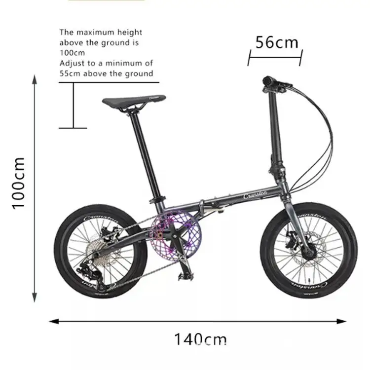 16 Inch Folding Bike 9 Speed Disc Brake Chrome Molybdenum Steel Folding Bike